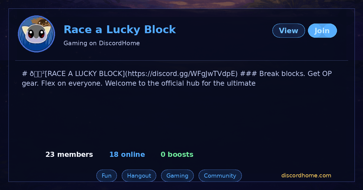 Race a Lucky Block | Gaming Discord Server | DiscordHome