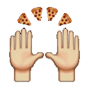 Emoji mani alzate di pizza